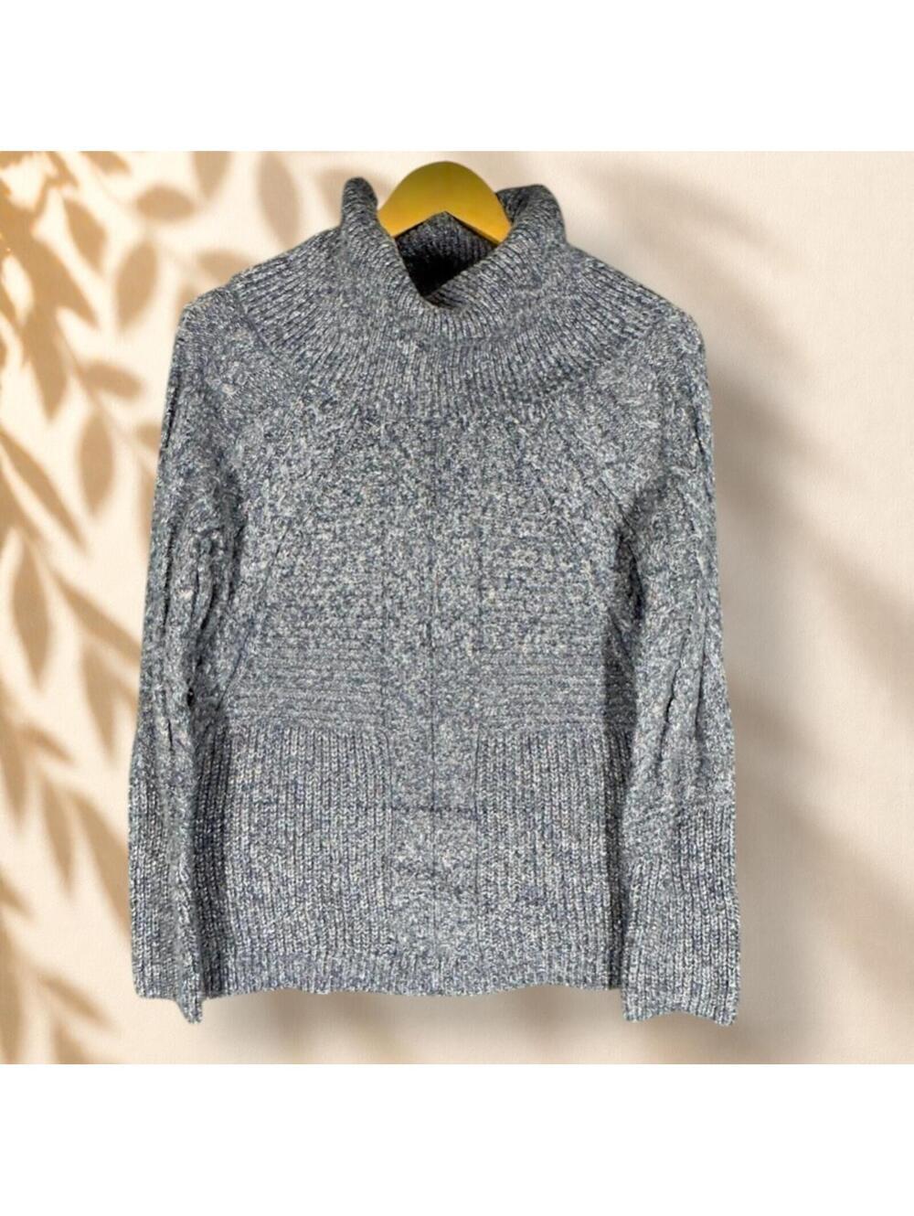 Liz Claiborne Sweater Pullover Women M Medium Gray Knit Turtleneck Long Sleeve